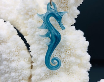 Seahorse Necklace, Flameworked Glass