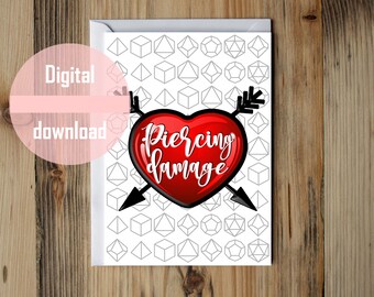 Printable Dungeons and Dragons Greeting Card D&amp;D Valentines | Etsy