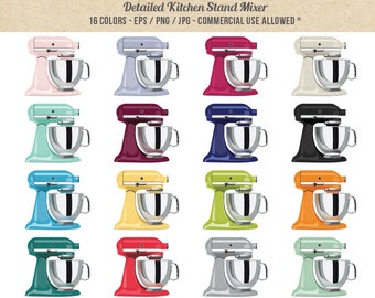 Stand Mixer Clipart - Commercial Use - Detailed Retro Mixer - Kitchen Clip Art - Baking