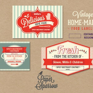 EDITABLE Vintage Food Labels INSTANT DOWNLOAD Printable | Etsy