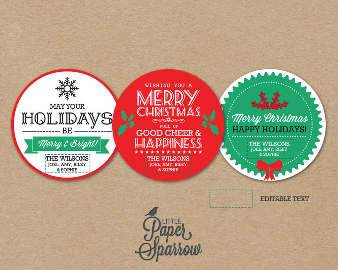 EDITABLE Printable Christmas Labels INSTANT DOWNLOAD - Etsy