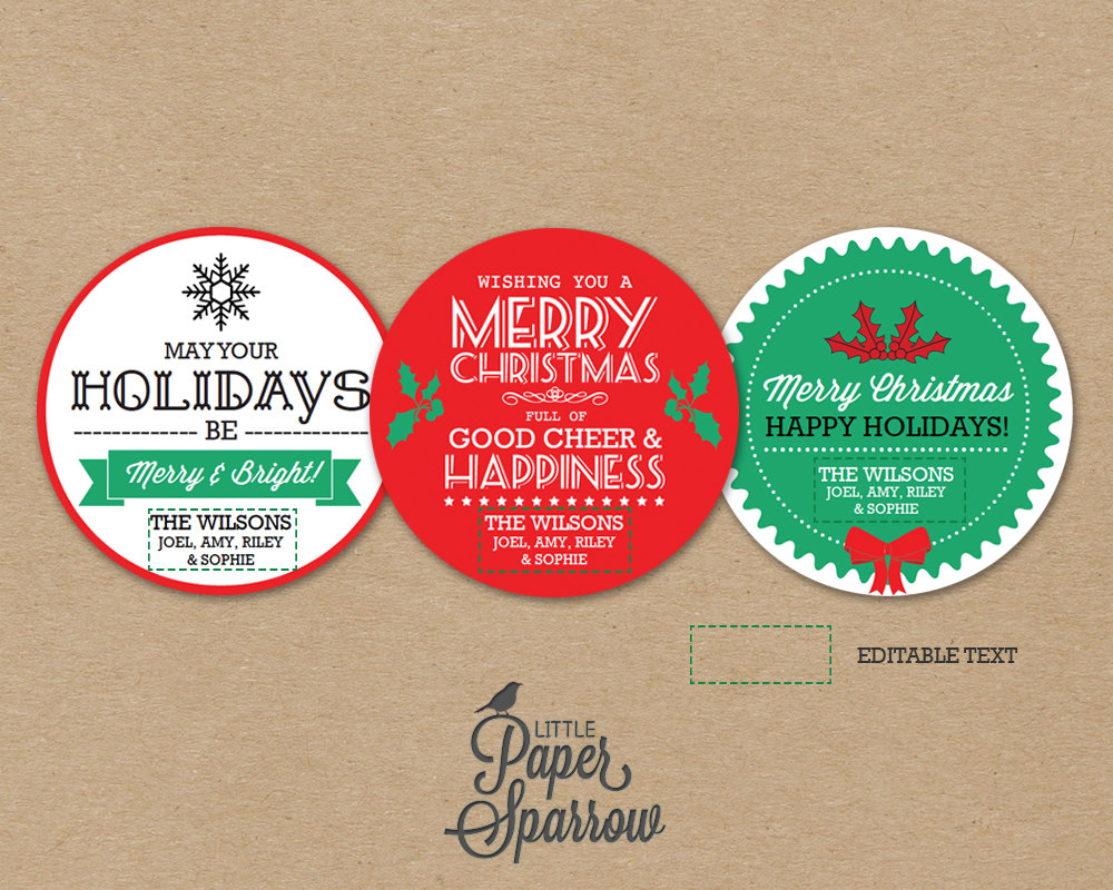 EDITABLE Printable Christmas Labels INSTANT DOWNLOAD - Etsy