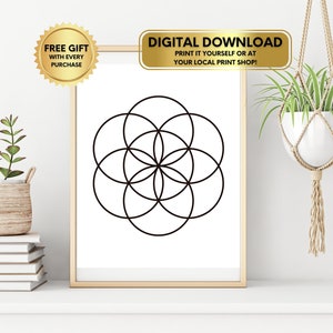 Seed of Life Printable DIGITAL DOWNLOAD, Sacred Geometry Print, Spiritual Prints, Seed of Life Wall Art, Geometric Wall Art, Spiritual Gifts image 1