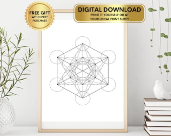 Metatron's Cube Printable DIGITAL DOWNLOAD, Sacred Geometry Print, Metatron's Cube Wall Art, Geometric Wall Art, Spiritual Gifts