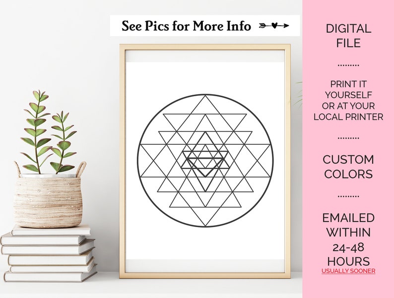 Sri Yantra Printable DIGITAL DOWNLOAD, Sacred Geometry Print, Spiritual Prints, Geometric Wall ...