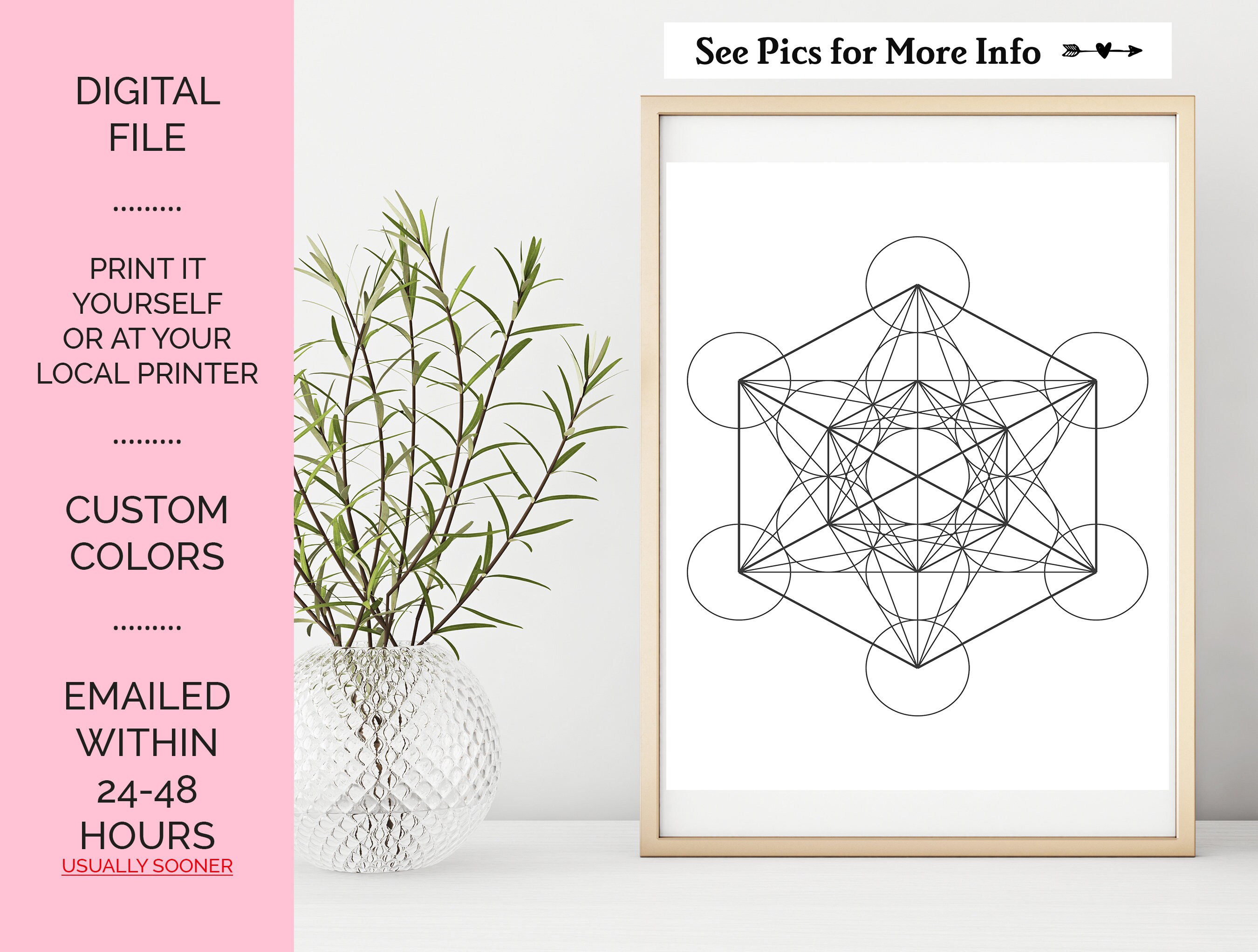Metatron's Cube Printable DIGITAL Downloadsacred Geometry - Etsy UK
