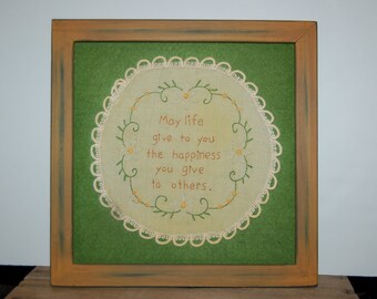 Vintage Embroidery Happiness Print