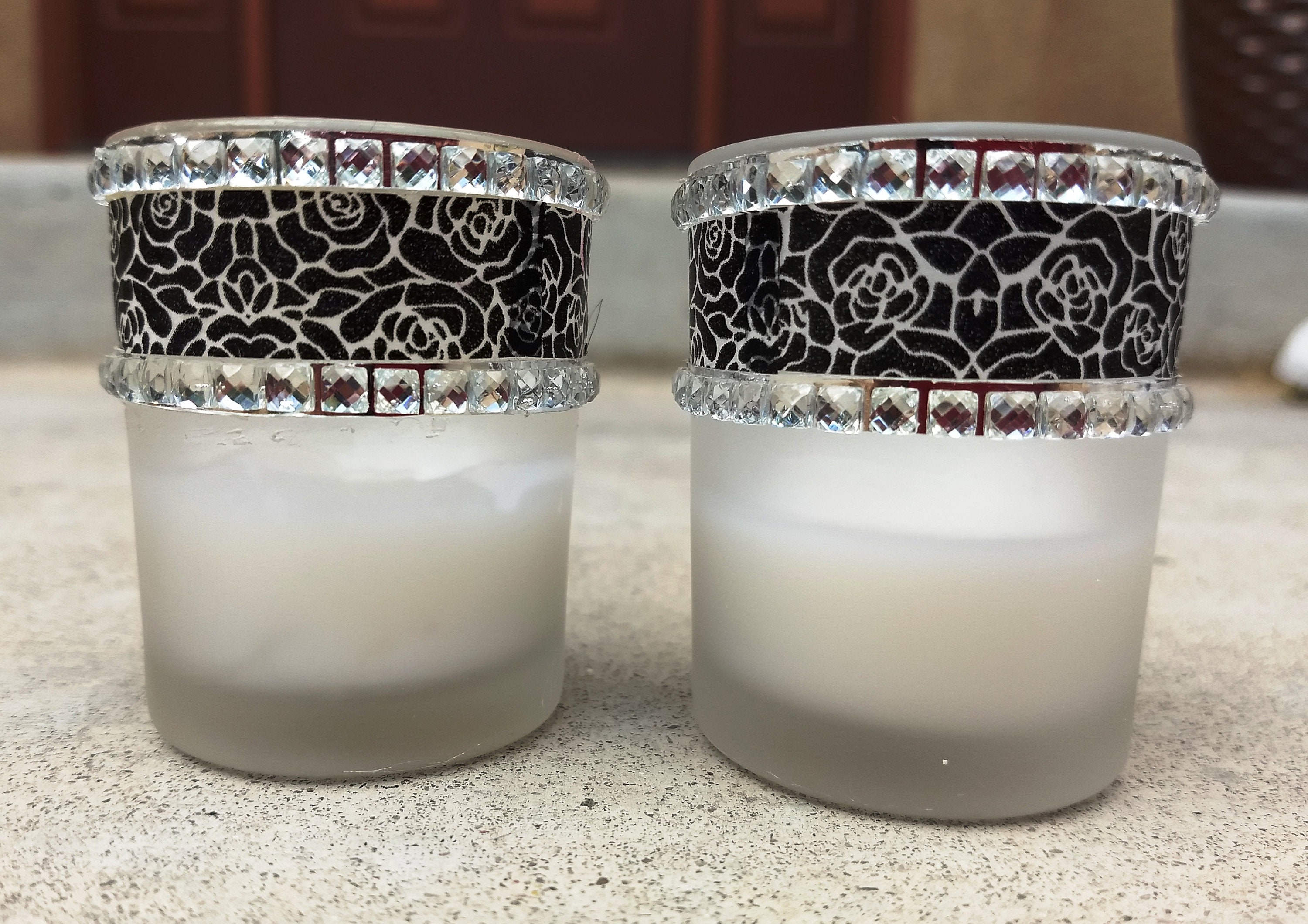 Set of Two 2.25inch Frosted Votive Candle Holder with Black Etsy