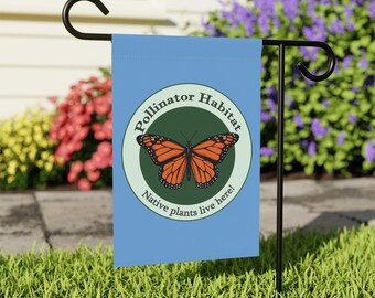 Bestuiver Habitat Tuinbanner, buitendecoratie, vlindervlag, huistuindecoratie, milieuvriendelijk cadeau, decor plantenliefhebbers