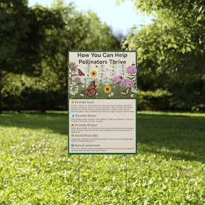 Pollinator-Friendly Garden Sign, Educational Yard Decor, Nature Lover Gift, Outdoor Lawn Marker, Eco-Friendly Signage, Bee Butterfly