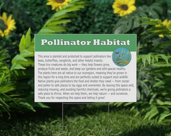 Enseigne habitat des pollinisateurs, décoration de jardin, enseigne de jardin écologique, cadeau pour amoureux de la nature, décoration respectueuse des abeilles, enseigne de jardinage durable