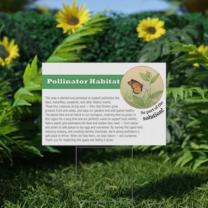 Letrero de jardín con hábitat de polinizadores, decoración ecológica para jardín, letrero para concienciar sobre las abejas, regalo para amantes de la naturaleza, arte para jardín al aire libre