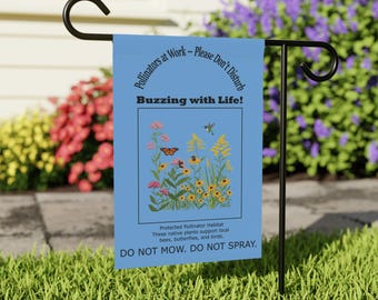 Striscione da giardino con impollinatori, decorazione ecologica per la casa, perfetto per gli amanti del giardinaggio autoctono, decorazioni per esterni, arte da giardino, atmosfera estiva