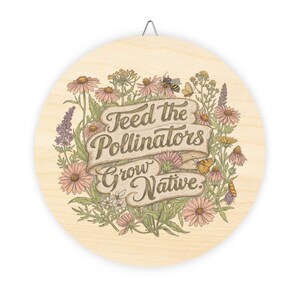 Letreros de madera, letrero de polinizadores para jardín, letrero de plantas nativas, decoración ecológica para jardín, regalo del Día de la Tierra, decoración sostenible para el hogar