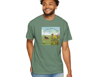 Camiseta "Transformación de la pradera", unisex, para amantes de la naturaleza, regalo de jardinería, ropa ecológica, "Menos siega, más pradera".