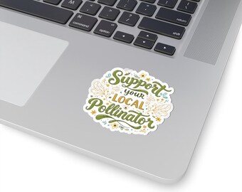 Adesivos "Apoie os Polinizadores Locais" | Adesivos Ecológicos, Decoração de Jardinagem, Presente para Amantes de Abelhas, Entusiastas de Plantas, Vida Sustentável, Natureza