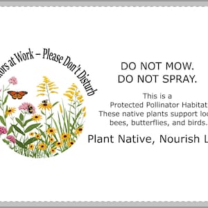 Letrero de jardín con hábitat de polinizadores, plantas nativas para mariposas, abejas y aves, decoración ecológica para jardinería, letrero "Salva a las abejas", vida silvestre