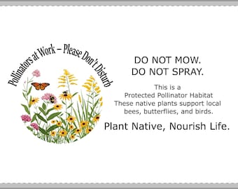 Bestäuber-Lebensraum-Yard-Schild, einheimische Pflanzen für Schmetterlinge, Bienen, Vögel, umweltfreundliche Gartendekoration, Rettet die Bienen, Wildtiere