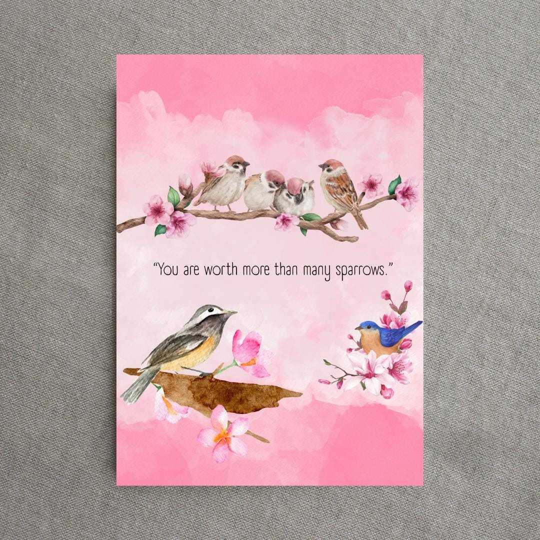 You Are Worth More Than Many Sparrows L 5x7 Blank Greeting Card - Etsy
