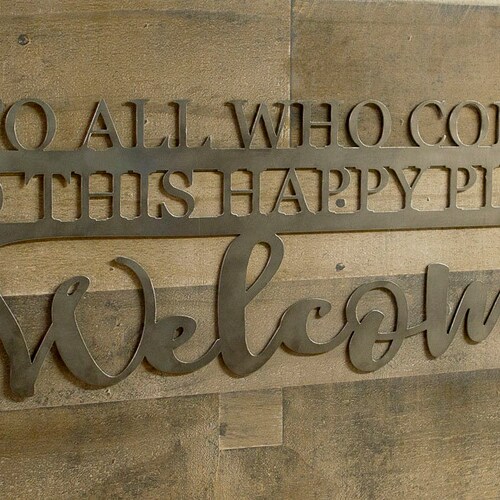 Metal Sign Happy Place Wall Saying Kitchen Decor Etsy