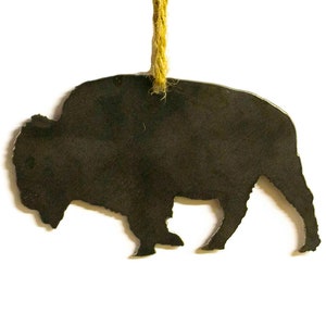 Buffalo Bison Metal Christmas Tree Ornament Holiday Decoration Raw Steel Gift Recycled Nature Home Decor image 2