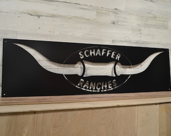 Letrero de acero personalizado para rancho: logotipo empresarial personalizado, decoración de oficina