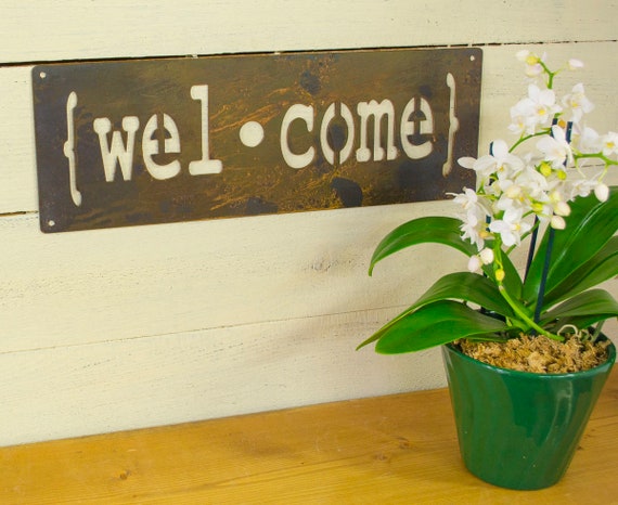 Signo De Metal De Bienvenida Decoracion De La Granja Arte Etsy