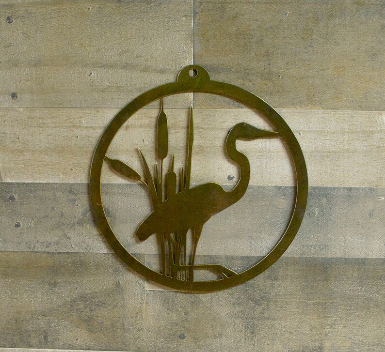 Heron And Cattails Rustic Metal Wall Art Home Decor Hanging Nature Gift Idea