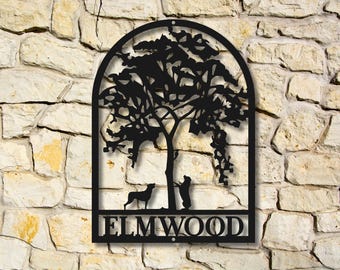 Custom Order Elmwood Sign, custom metal logo, outdoor sign, steel home and business