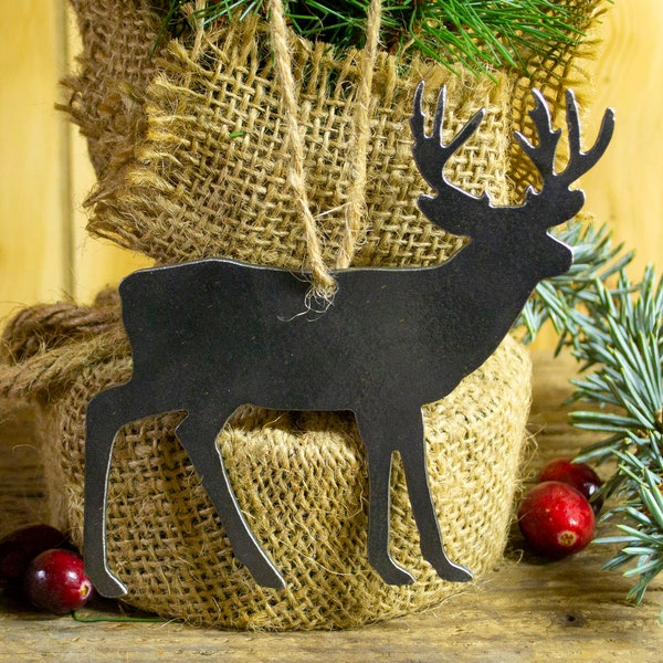 Deer Buck Metal Christmas Ornament Tree Stocking Stuffer Party Favor Holiday Decoration Raw Steel Gift Recycled Nature Home Decor