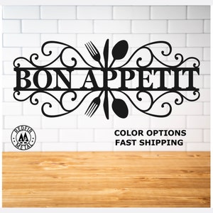 Bon Appetit Metal Sign, Kitchen Wall Decor,  Mothers Day Gift, Dining Room Wall Art