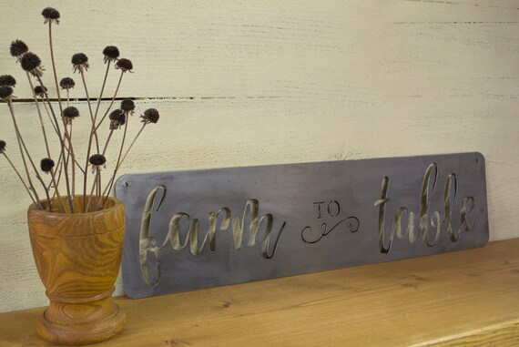 Farm To Table Metal Sign Farmhouse Decor Kitchen Decor Etsy