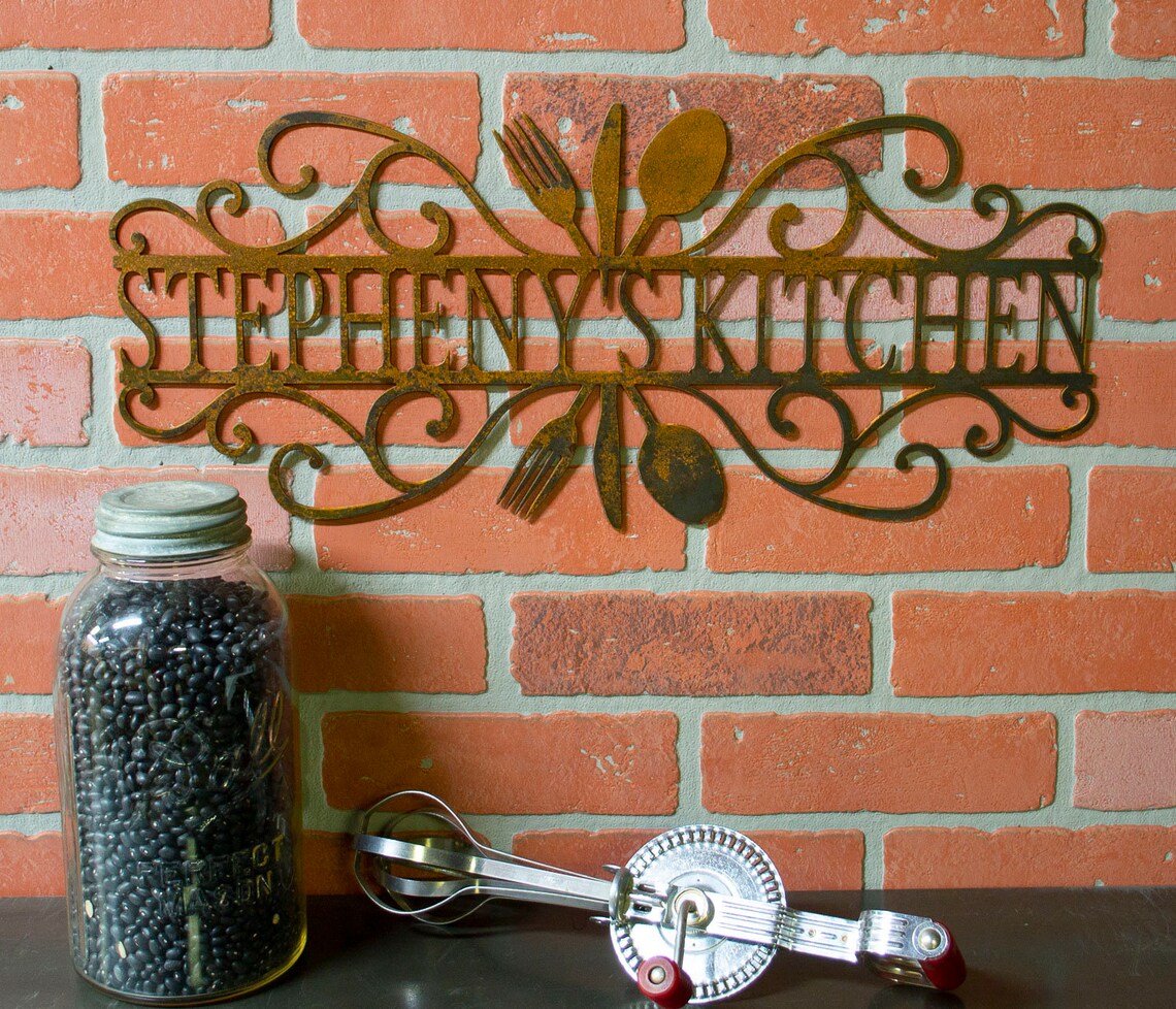 Metal Kitchen Sign Personalized Custom Metal Sign Name Etsy