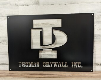 Letrero de acero con logotipo comercial personalizado - Arte mural metálico personalizado