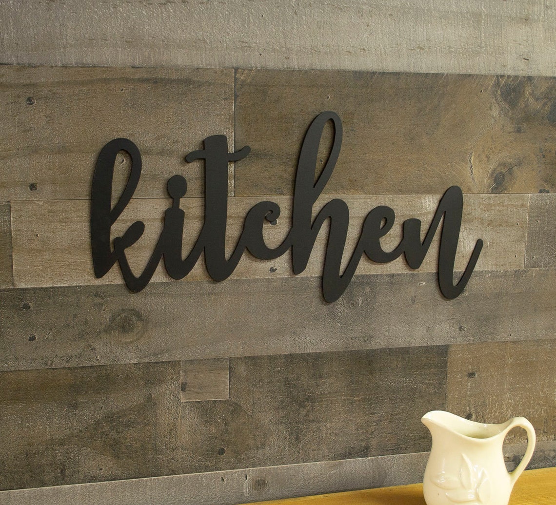 Kitchen Metal Sign Farmhouse Decor Rustic Raw Metal Word Etsy