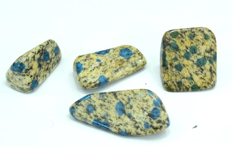 59 Gram 04 pieces Lot Of Unique K2Nite Granite with Blue Azurite Circles Polished Tumble