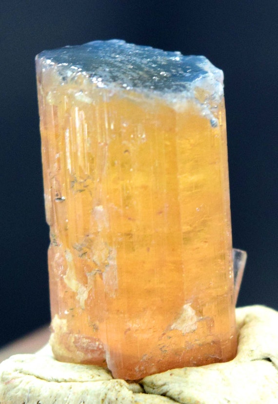21*20*13 mm 47.65 cts Terminated Blue Cap Tourmaline Crystal with Albite from Paprok