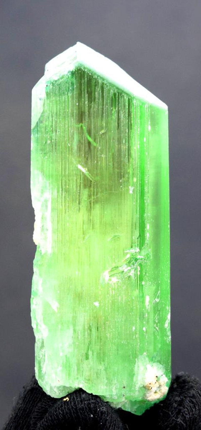 Kunzite Hiddenite Crystal 143 Gram V Shape Terminated /& Undamaged Lush Green from Afghanistan 90*32*21 mm