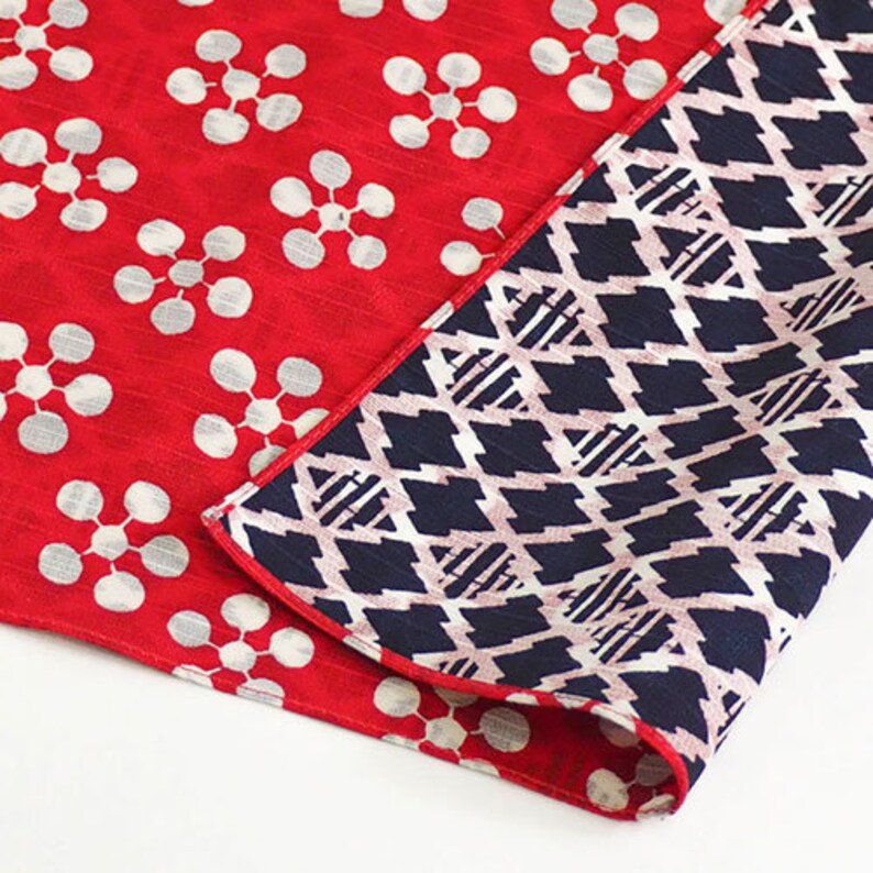 19 Reversible Furoshiki Fuku Musubi Japanese ApricotPine Bamboo RedNavy