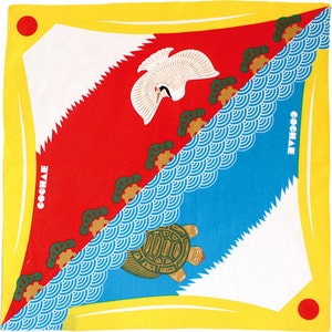 20&quot; Furoshiki Cochae Mt Fuji, Crane, and Turtle