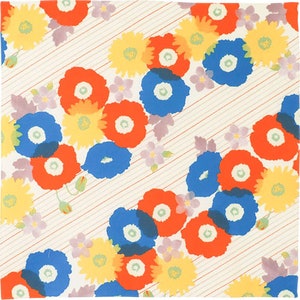 18&quot; Furoshiki Cohare Flower Stripes Blue Orange