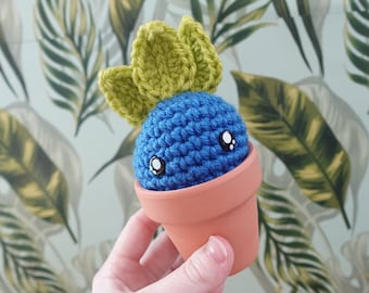 Tiny Potted Oddish Planter, Faux Plant, Desk Decoration for Geeks