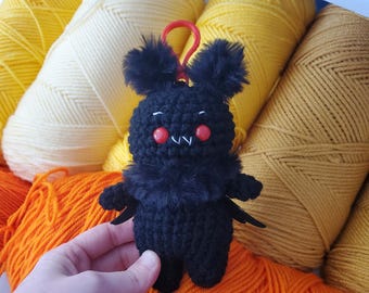 Crocheted Mothman Keychain, Mothman Purse Charm, Plushie, Amigurumi
