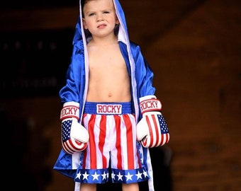 Champion-In-Training Kids Boxing Fighter Set: Robe, Shorts, and Gloves (2T, 3T, 4T, 5T)
