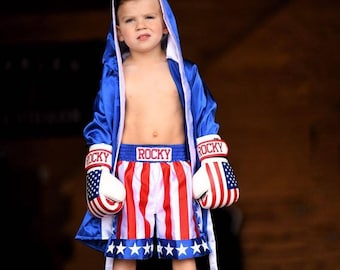 Champion-In-Training Kids Boxing Fighter Set: Robe, Shorts, and Gloves (2T, 3T, 4T, 5T)