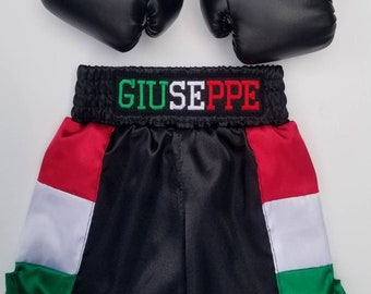 Italian Roots: Personalized Baby Boxing Gloves and Shorts Set