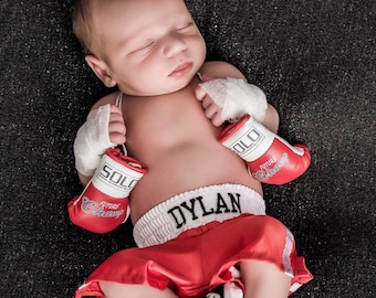 Tiny Fighter Alert: Personalized Baby Mini Boxing Gloves and Shorts