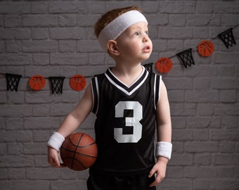 Personalized Kids Basketball Set: Jersey, Shorts, Ball, and Sweatband