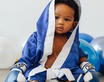 Personalized Baby Boxing Set: Robe, Shorts, and Wearable Gloves