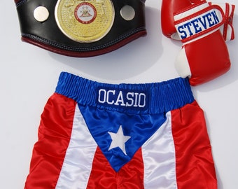 Puerto Rico Pride: Baby Boxing Gloves, Personalized Shorts, and Champion Belt Set